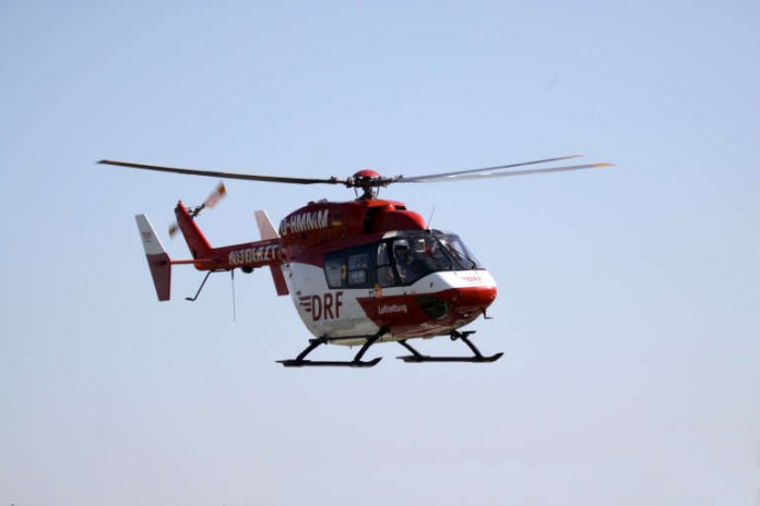 Hubschrauber des Typs BK 117 der DRF Luftrettung. Auch an dieser Station kommt dieser Typ zum Einsatz