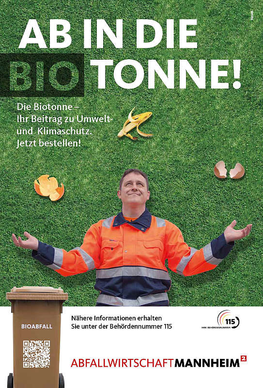 Plakat zur Biotonnen-Kampagne der Stadt Mannheim