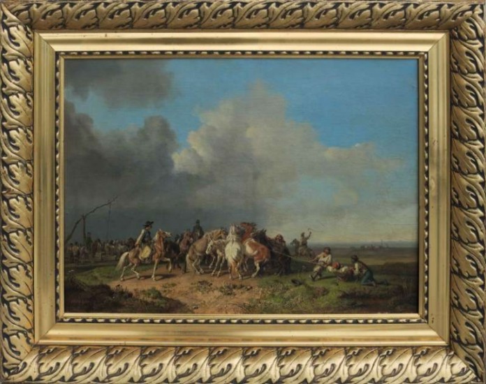 Bürkel-Gemälde "Pferdefang in der Puszta"