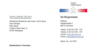 Nach der Bedrohungslage in einem Viernheimer Kino schreibt der Bürgermeister einen Dankesbrief an den Innenminister (Foto: Stadt Viernheim)