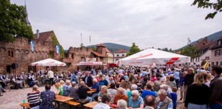 Bei schönem Wetter feierten die Handschuhsheimerinnen und Handschuhsheimer am Samstag, 11. Juni 2016, die Wiedereröffnung des Tiefburgvorplatzes, der vier Monate lang von der Stadt Heidelberg neu gestaltet worden war. (Foto: Tobias Dittmer)