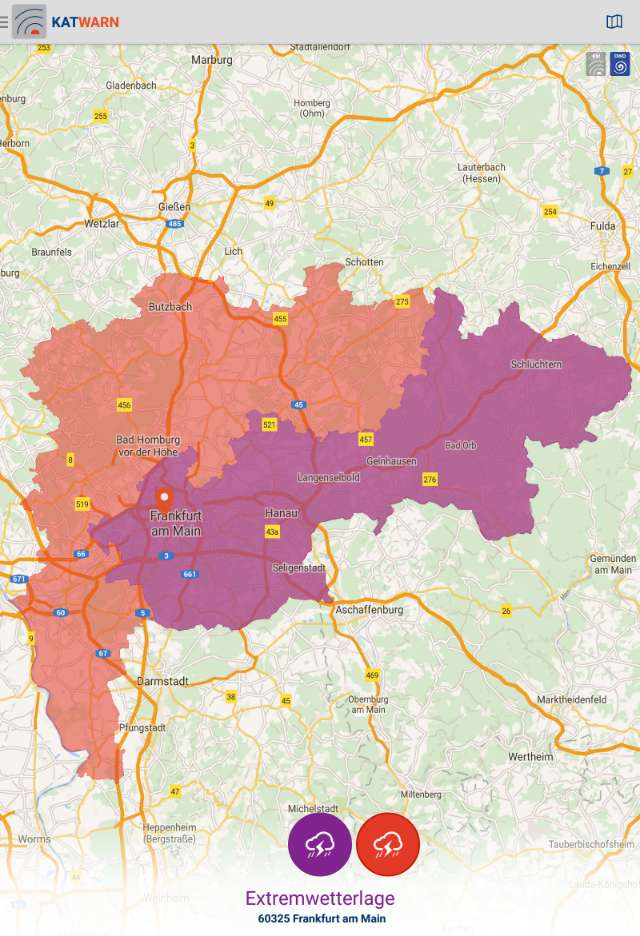 Extremwetterlage in Frankfurt (Foto: KATWARN)