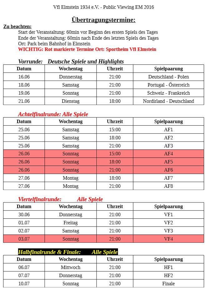 Übertragungstermine Public Viewing in Elmstein (Foto VfL Elmstein 1934 e.V.)