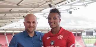 Jean-Philippe Gbamin mit Sportdirektor Rouven Schröder in der OPEL ARENA (Foto: instagram.com/1fsvmainz05)