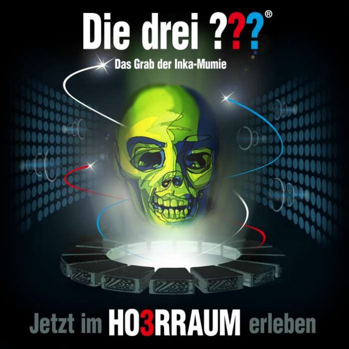 Eine Produktion von HO3RRAUM Media und EUROPA / Sony Music Entertainment, „Die drei ???“ sind eine eingetragene Marke der Franckh-Kosmos Verlags-GmbH & Co. KG. (Illustration: Silvia Christoph)