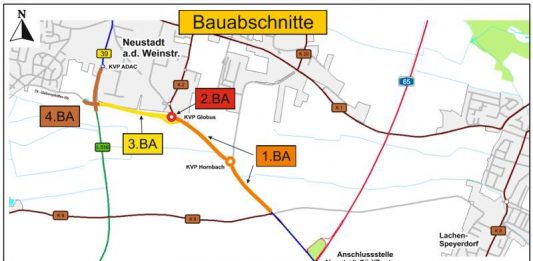 Beschilderungskarte der vier Bauabschnitte (Foto: LBM Speyer)