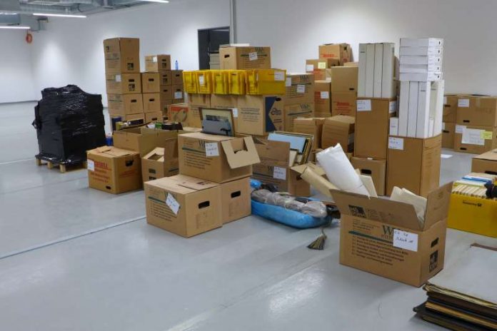 Weinheim Stadtarchiv Umzug Die in Kisten verpackten Dokumente (Foto: Stadtverwaltung Weinheim)