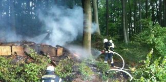 Die Feuerwehr löschte eine brennende Waldhütte (Foto: Feuerwehr)