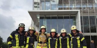 Die Freiwillige Feuerwehr Lambrecht beim Treppenlauf in Köln
