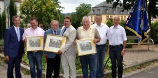 Udo Bausch, Harald Küper, Hans-Willi Knodel, Dr. Thomas Höfer, Heinz-Jürgen Schmitt, Ralf Leonhard, Vorsitzender Schaustellerverband Bad Kreuznach, und Marktmeister Markus Franz. (Foto: Stadtverwaltung Bad Kreuznach)