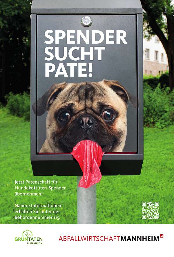 Mannheim Hundekottütenspender Plakat Hundekottütenspender-Paten (Foto: Stadt Mannheim)