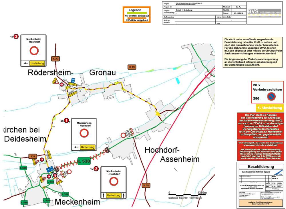 L 530, OD Meckenheim von der L 519 bis OE und FS Meckenheim-Hochdof-Assenheim (Grafik: LBM Speyer)