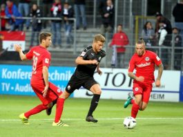 Lucas Höler traf zum 1:0 – der SV Sandhausen gewann die Testpartie gegen Eintracht Frankfurt schließlich mit 3:1. (Foto: SV Sandhausen)