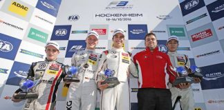 Prize giving ceremony of the 2016 Championship, 22 Joel Eriksson (SWE, Motopark, Dallara F312 - Volkswagen), 17 Maximilian Günther (DEU, Prema Powerteam, Dallara F312 – Mercedes-Benz), 1 Lance Stroll (CAN, Prema Powerteam, Dallara F312 - Mercedes-Benz)