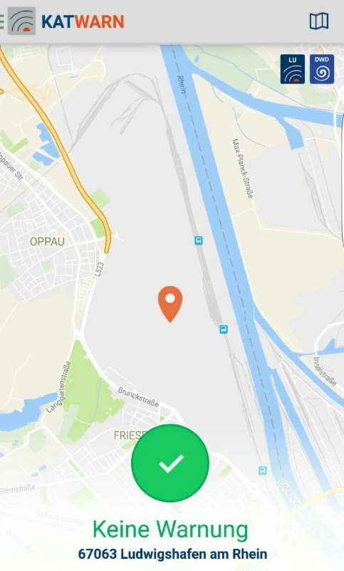 Die Warnmeldung für Ludwigshafen wurde aufgehoben Die Warnmeldung für Ludwigshafen wurde aufgehoben