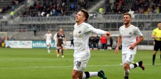 Erzielten die Tore für den SV Sandhausen im ersten Durchgang beim 3:0-Sieg über den FC St. Pauli: Thomas Pledl (li.) und Lucas Höler. (Foto: SV Sandhausen)