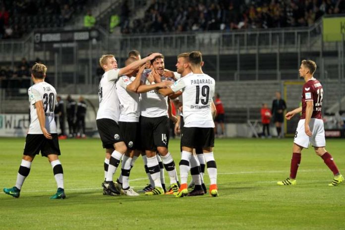 Tim Kister stand nach seinem Tor beim vergangenen Heimspiel gegen Dresden im Mittelpunkt. Ob der Innenverteidiger nach überstandener Angina gegen den FC St. Pauli am Samstag aufläuft, ist allerdings noch ungewiss. (Foto: SV Sandhausen)