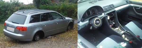 Dieses Fahrzeug wurde professionell geplündert. Der Schaden ist hoch Dieses Fahrzeug wurde professionell geplündert. Der Schaden ist hoch