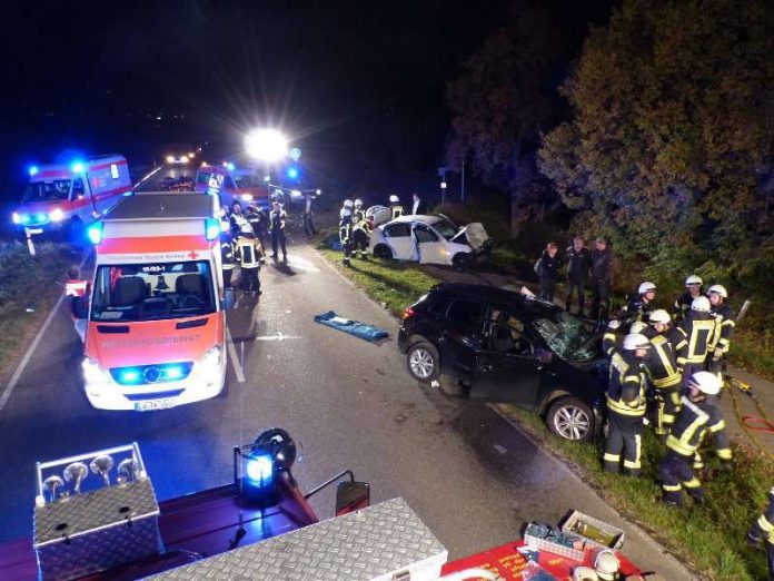 Verkehrsunfall auf der Kreisstraße 1 am 22.10.16 (Foto: Feuerwehr Neustadt)
