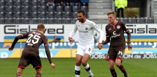 Muss im Pokal ersetzt werden: Daniel Gordon (am Ball), Innenverteidiger des SV Sandhausen, sitzt eine Sperre von insgesamt vier Partien im Cup-Wettbewerb ab. (Foto: SV Sandhausen)