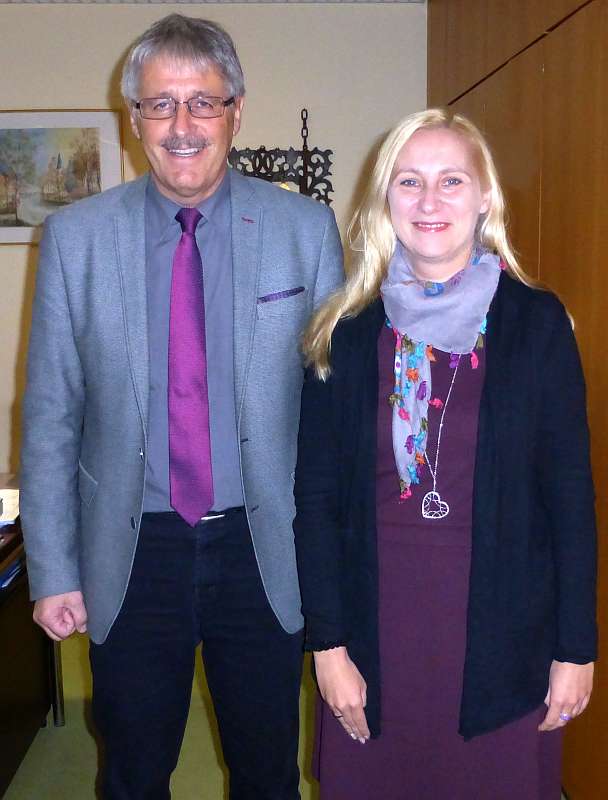 Erste Kreisbeigeordnete Diana Stolz bei besuchte Bürgermeister Joachim Kunkel (Foto: Kreis Bergstraße)