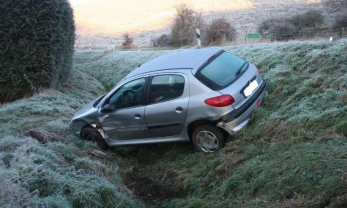 In der Böschung gelandet (Foto: Polizei) In der Böschung gelandet (Foto: Polizei)