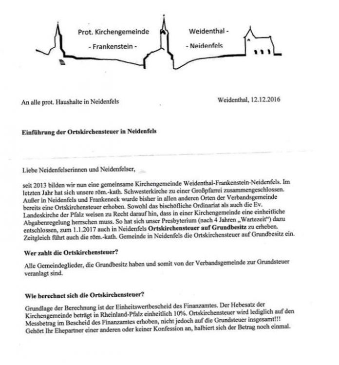 Dieses Schreiben erreichte die Haushalte in Neidenfels Dieses Schreiben erreichte die Haushalte in Neidenfels