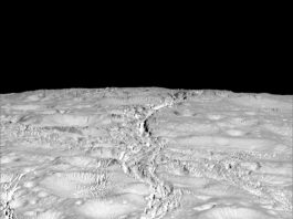Eisproben von der Oberfläche Saturn-Mondes Enceladus auf der Erde zu untersuchen, das ist Prof. Frank Brenkers Traum von der Zukunft der Weltraumforschung. (Foto: NASA/JPL-Caltech/Space Science Institute)