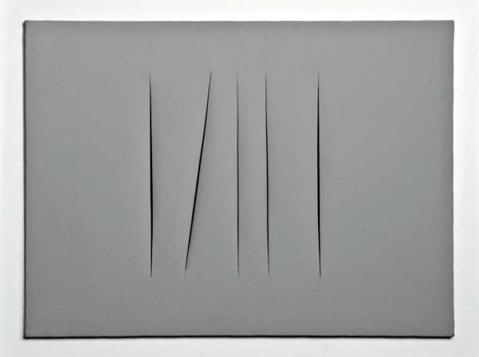 Fontana M 82-10 Concetto spaziale attese_klein Fontana M 82-10 Concetto spaziale attese_klein