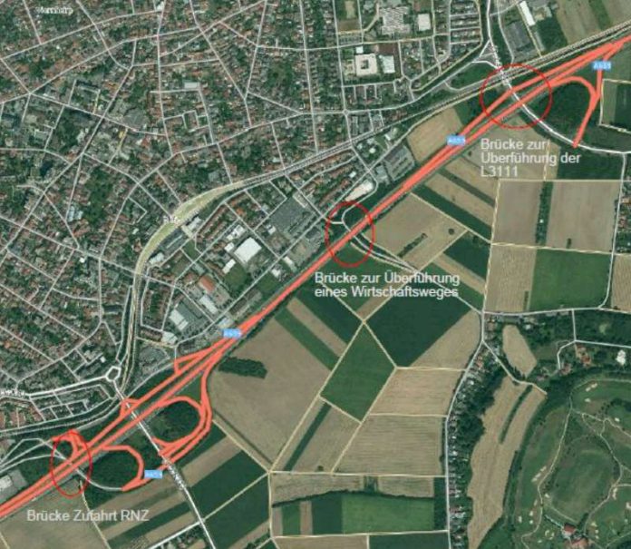 A 659: Brückenbauarbeiten zwischen Viernheimer Kreuz und Viernheim Ost Quelle: Geoportal Hessen