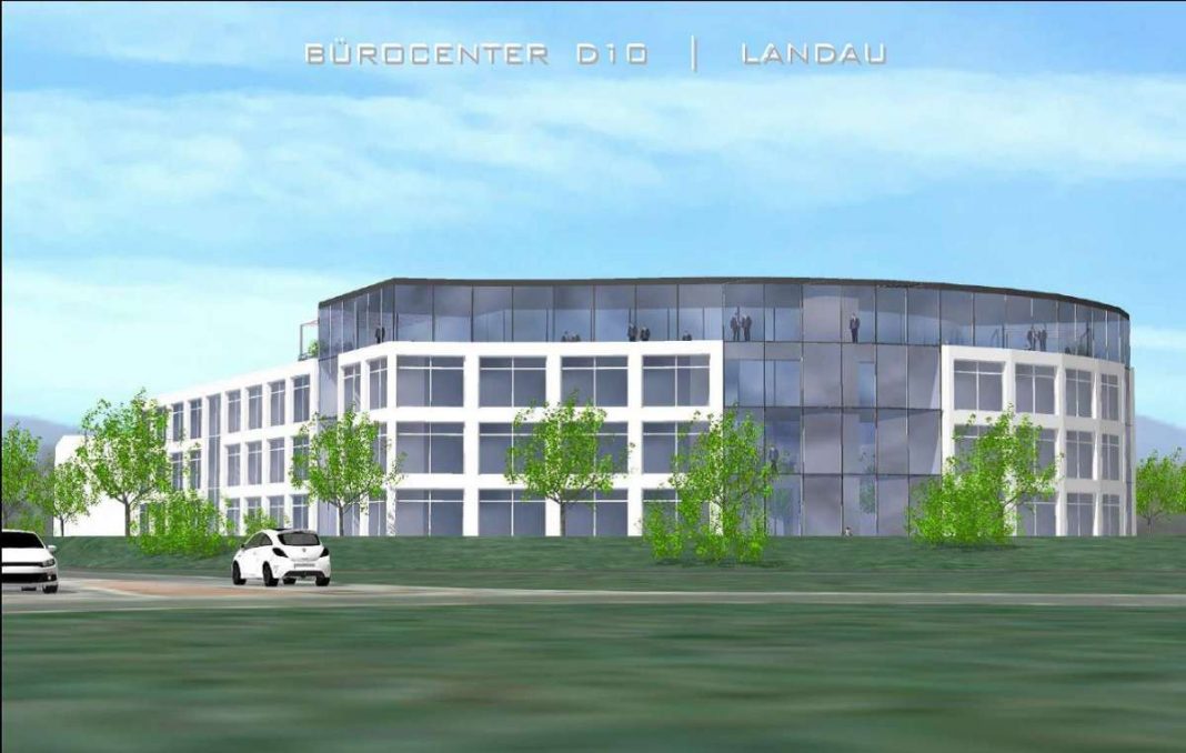 Im D10, direkt am Kreisel Landau-Zentrum, soll ein hochmoderner Bürokomplex entstehen. (Quelle: Planungsteam Südwest)