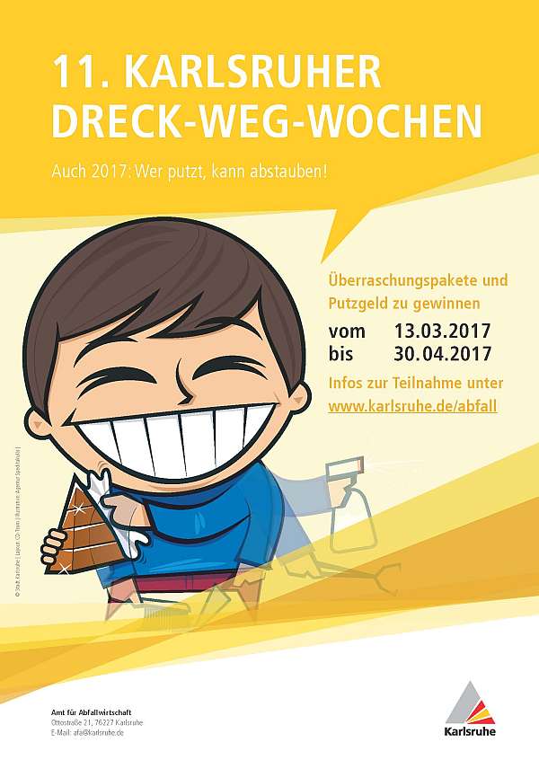 Mit diesem Plakat wirbt das Amt für Abfallwirtschaft für Beteiligung an den Dreck-weg-Weg-Wochen 2017