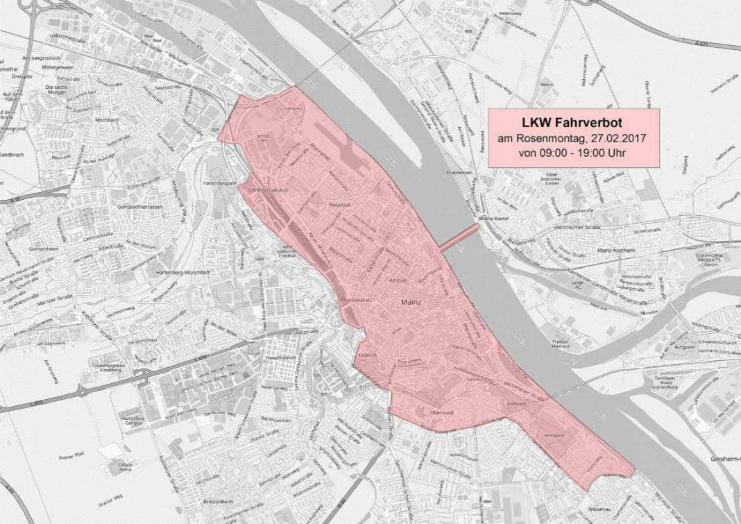 LKW-Fahrverbot am Rosenmontagsumzug (Foto: Stadt Mainz)