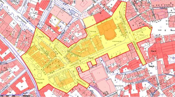 Räumlicher Geltungsbereich des Glasverbots am 27.02.2016 (Quelle: Stadt Mainz)