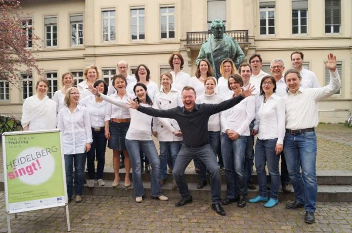 Die A-cappella-Gruppe Modern United bei „Heidelberg singt“ 2016 am Anatomiegarten (Foto: privat)