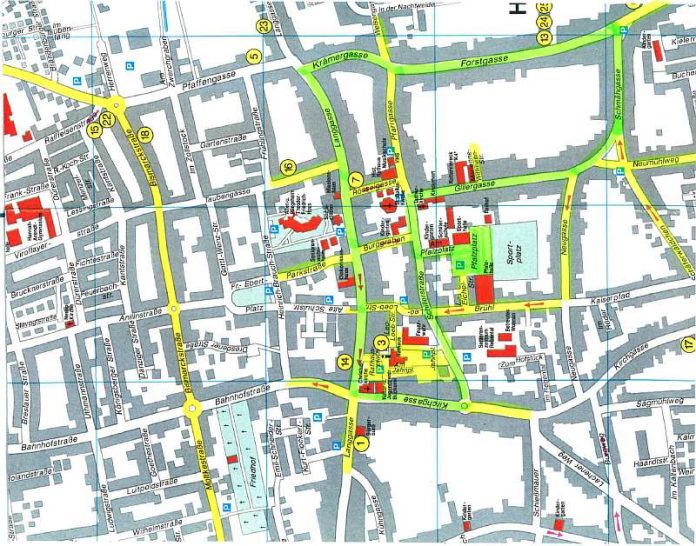 Der Straßenplan mit den eingezeichneten Sperrungen (Foto: Gemeindeverwaltung)