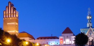 Mathildenhöhe bei Nacht. (Foto: Institut Mathildenhöhe)