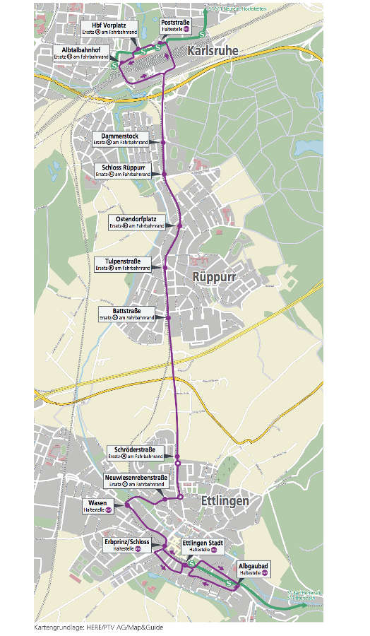 Schienenersatzverkehr wird eingerichtet (Grafik: AVG)