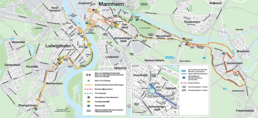 Der neue Streckenplan (Quelle: m³marathon mannheim marketing GmbH & Co. KG)