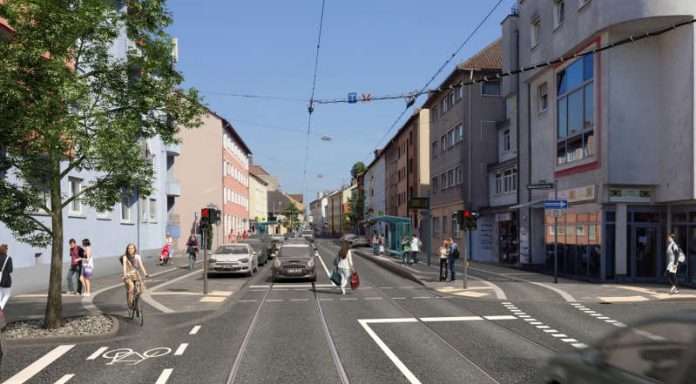 Umgestaltung der Offenbacher Landstraße, Visualisierung (Visualisierung: Stadt Frankfurt) Umgestaltung der Offenbacher Landstraße, Visualisierung (Visualisierung: Stadt Frankfurt)