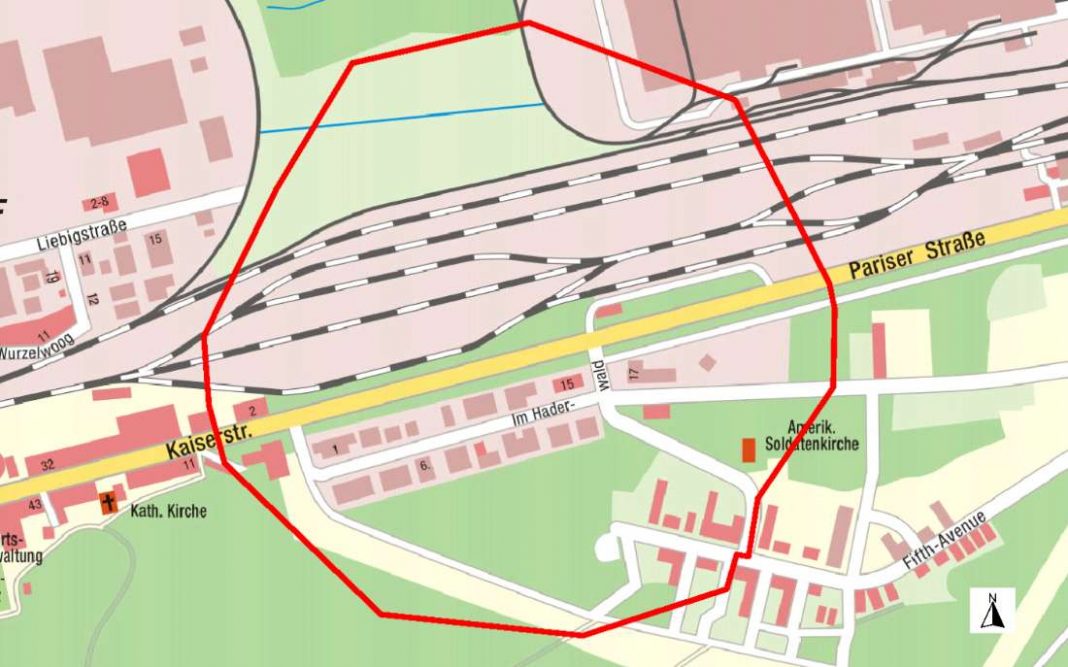 Der zu evakuierende Bereich (Grafik: Stadt Kaiserslautern)