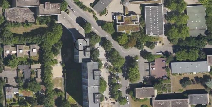 Die Grundstraße 25 bis 29 in Kranichstein aus der Luftperspektive. (Foto: Wissenschaftsstadt Darmstadt)