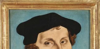 Lucas Cranach d.Ä., Bildnis Martin Luther, linker Teil des Diptychon mit Bildnis Martin Luthers und seiner Ehefrau Katharina von Bora, 1529 (Foto: Wolfgang Fuhrmannek, HLMD)