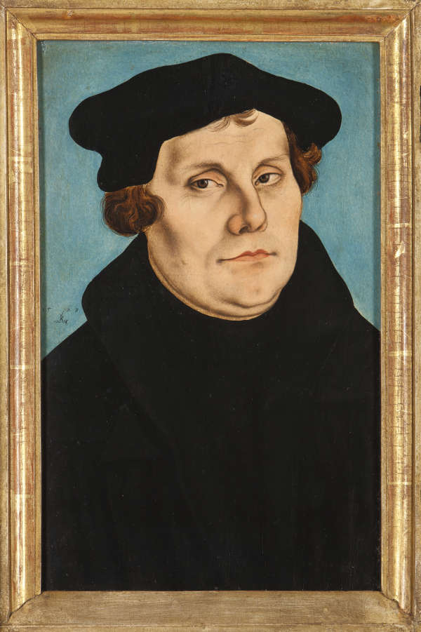 Lucas Cranach d.Ä., Bildnis Martin Luther, linker Teil des Diptychon mit Bildnis Martin Luthers und seiner Ehefrau Katharina von Bora, 1529 (Foto: Wolfgang Fuhrmannek, HLMD)