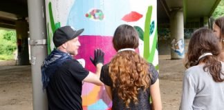 Graffiti-Aktion unter der Autobahnbrücke im Volkspark Niddatal (Foto: Stefan Cop)