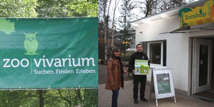 Heidrun Thinius (Zoo Vivarium) mit Michael Kauer, Projektleiter der Zoologischen Gesellschaft Frankfurt. (Foto: Wissenschaftsstadt Darmstadt/ Zoo Vivarium