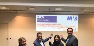 Von links: MCV-Ehrenpräsident Dr. Rudolf Henkel, MCV-Präsident Reinhard Urban, MVB-Generalbevollmächtigte Barbara Bug-Naumann und der Oberbürgermeister der Stadt Mainz, Michael Ebling. (Foto: Agentur Bonewitz)