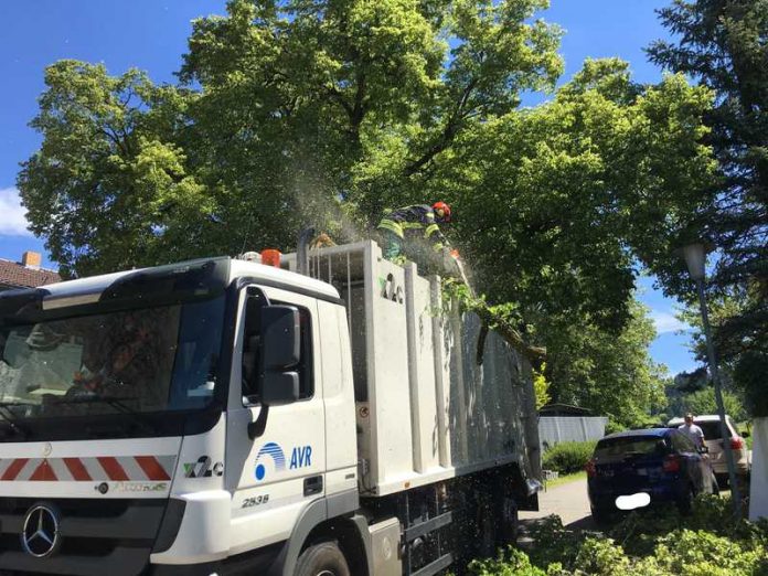 Einsatz wegen Baum auf Müllfahrzeug Einsatz wegen Baum auf Müllfahrzeug
