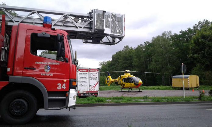 Im Einsatz war auch der Rettungshubschrauber Christoph 5 (Foto: Feuerwehr Haßloch)