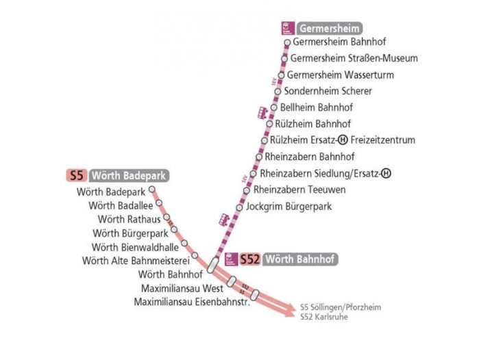 Schienenersatzverkehr zwischen Wörth Bahnhof und Germersheim Bahnhof (Foto: KVV)
